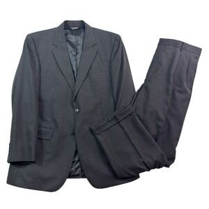 Jos A Bank 43L‎ 44L 37x30 Charcoal Pinstripe 2pc Pant Suit Wool Pleated Cuffed